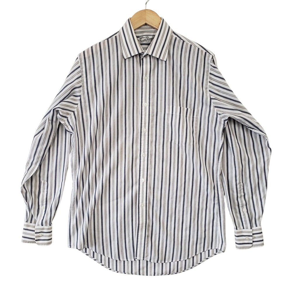 VTG Sears Roebuck Mens Striped Dress‎ Shirt Long Sleeve Classic Business Preppy